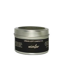 Load image into Gallery viewer, Winter - 3.5 oz. Scented candle Travel Tin - Urban Loft Candle Co.